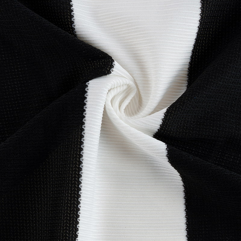 Fabrik Knit Warp Mesh Berjalur Hitam Dan Putih